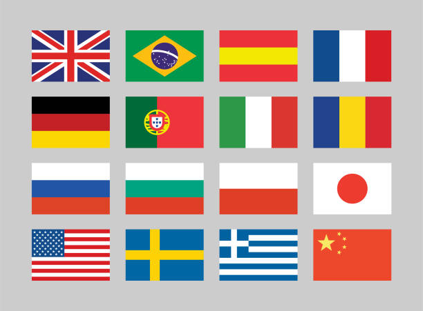 這十六個國家的國旗的向量圖示集 - 國旗 插圖 幅插畫檔、美工圖案、卡通及圖標