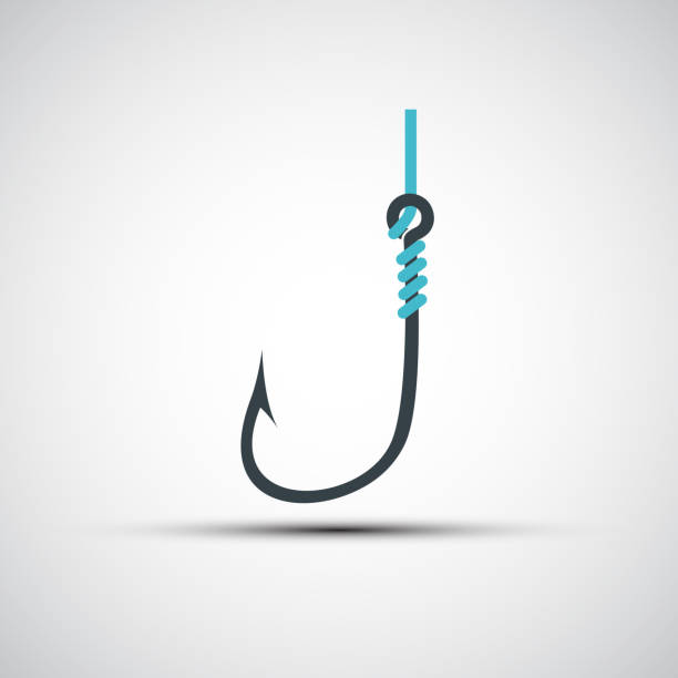 Vector icons fishing hook and line Vector icons fishing hook and line hook stock illustrations