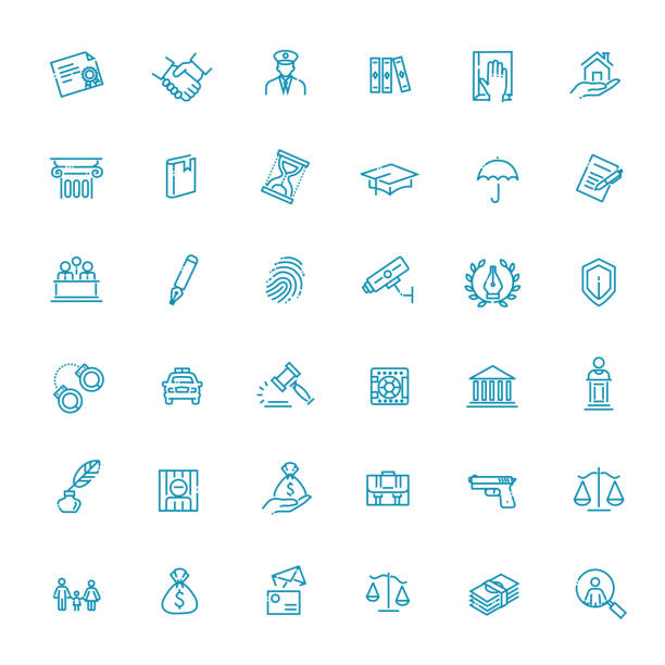 Vector Icons set every single icon Simple Set of Law and Justice Related Vector Line Icons divorce symbols stock illustrations