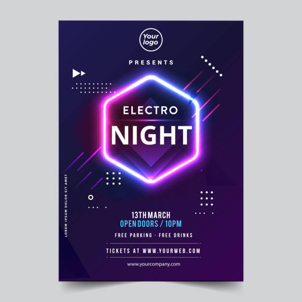 Vector IIlustration Dance Club Night Summer Party Poster Flyer Layout Template. Colorful Music Disco Banner Design Vector IIlustration Dance Club Night Summer Party Poster Flyer Layout Template. Colorful Music Disco Banner Design. - Vector dancing designs stock illustrations