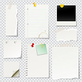 Vector white blank paper notes