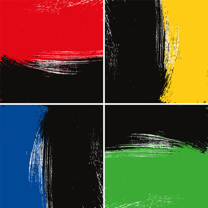 Vector illustratie van een geschilderde grunge achtergrond in primaire en secundaire kleuren