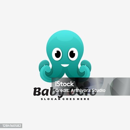 istock Vector Illustration Baby Octopus Gradient Colorful Style. 1284160582