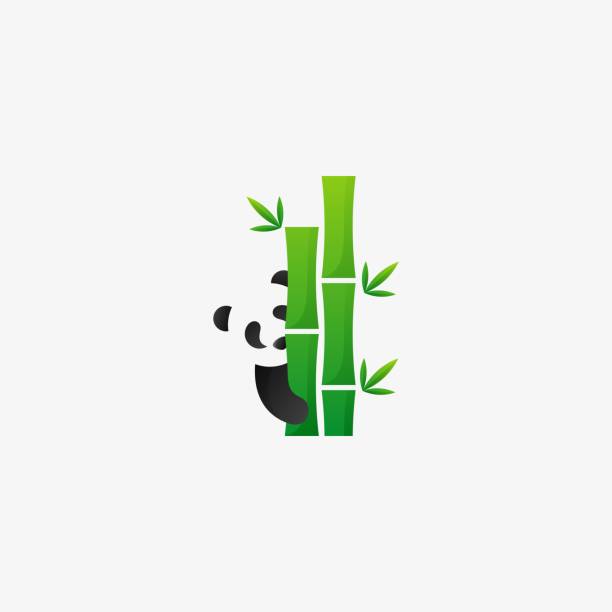 bildbanksillustrationer, clip art samt tecknat material och ikoner med vektor illustration bamboo negativt utrymme stil. - panda