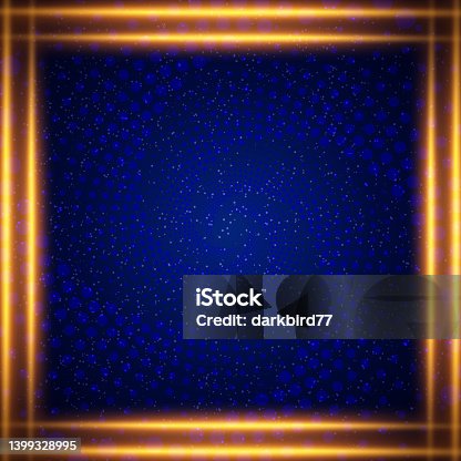 istock Vector illustration blue background with spiral dots with dust and shining lines 1399328995