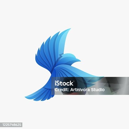 istock Vector Illustration Blue Jay Gradient Colorful Style. 1225748625