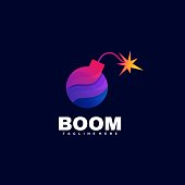 Vector Illustration Boom Gradient Colorful Style.