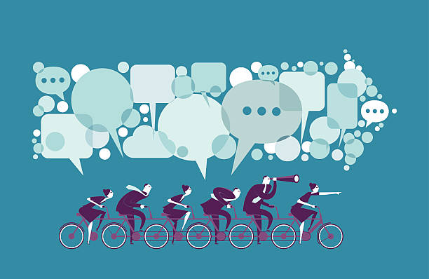 Vector illustration - Business people ride together vector art illustration