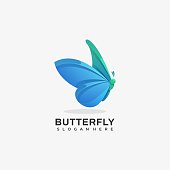 Vector Illustration Butterfly Gradient Colorful Style.
