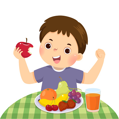 vector-illustration-cartoon-of-a-little-boy-eating-red-apple-and-his-vector-id1291415847?b=1&k=6&m=1291415847&s=170667a&w=0&h=  ...