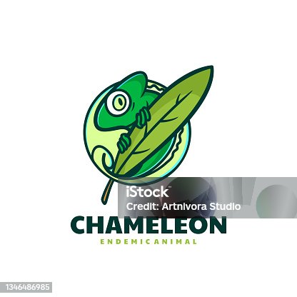 istock Vector Illustration Chameleon Simple Mascot Style 1346486985