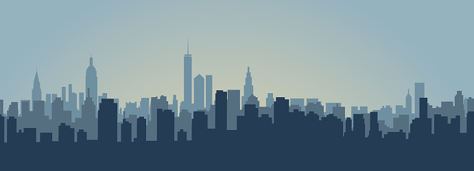 vector illustration city skyline at dawn