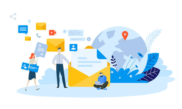 Vector illustration concept of email marketing Creative flat design for web banner, marketing material, business presentation, online advertising. email marketing stock illustrations