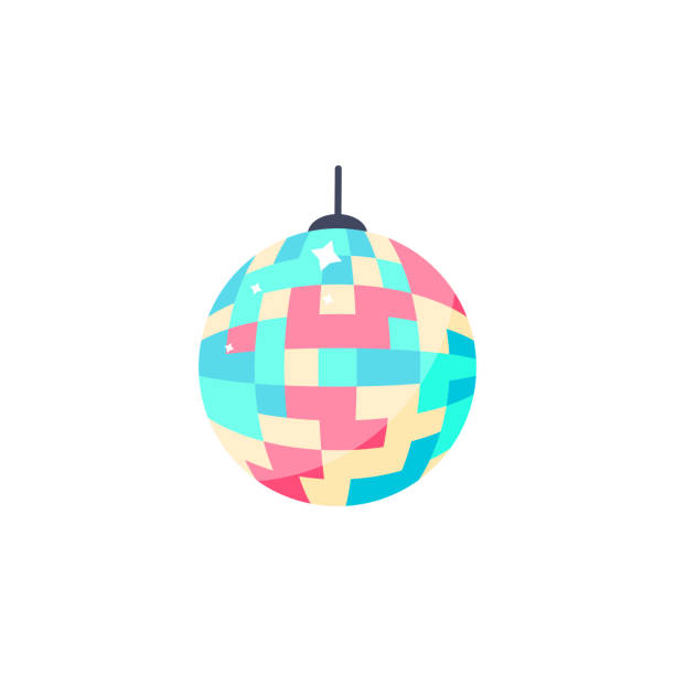 Vector Illustration. Disco ball icon. Isolated colorful ball for party in flat style vector art illustration