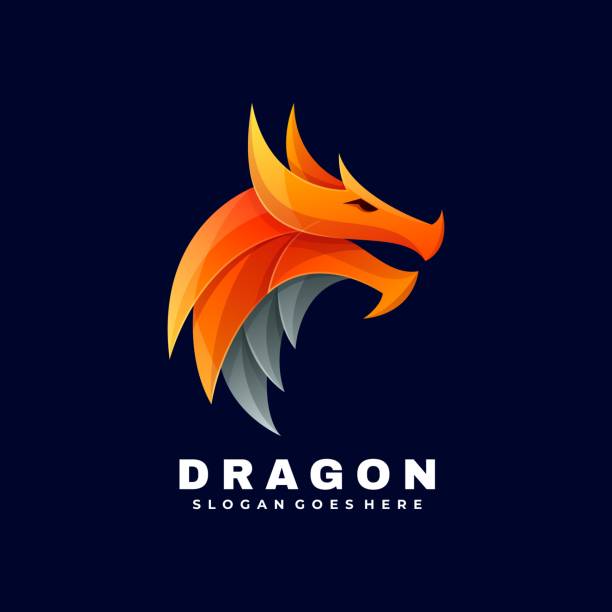 вектор иллюстрация дракон градиент красочный стиль. - dragon stock illustrations