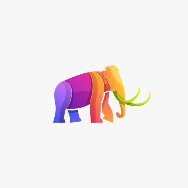 Vector Illustration Elephant Gradient Colorful Style. Vector Illustration Elephant Gradient Colorful Style. mastodon animal stock illustrations
