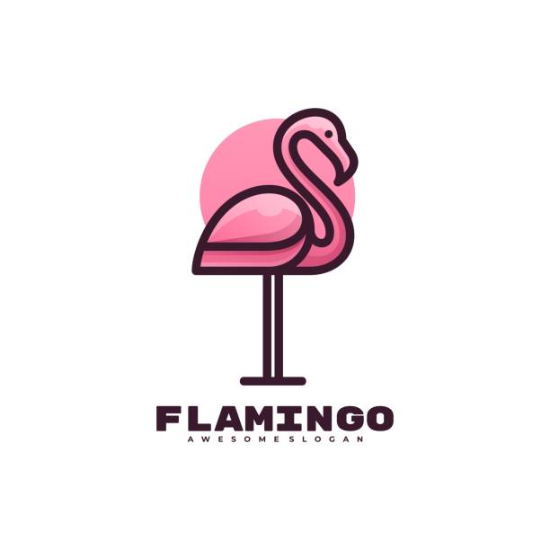 stockillustraties, clipart, cartoons en iconen met vector illustratie flamingo gradiënt kleurrijke stijl. - flamingo