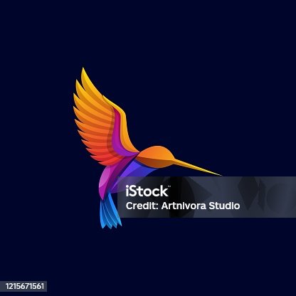 istock Vector Illustration Flaying Bird Gradient Colorful Style. 1215671561