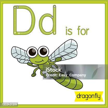 istock Vector illustration for learning the alphabet For children with cartoon images. Letter D is for dragonfly. 1332431319