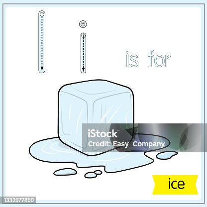 istock Vector illustration for learning the alphabet For children with cartoon images. Letter I is for ice. 1332577850