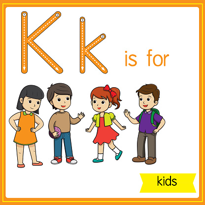 Vector illustration for learning the alphabet For children with cartoon images. Letter K is for kids.