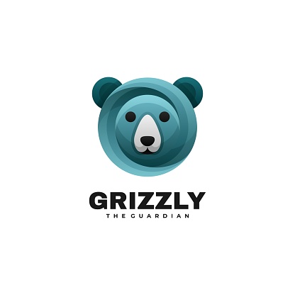 Vector Illustration Grizzly Gradient Colorful Style.