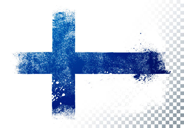 핀란드의 벡터 일러스트 그렁게와 고민하는 깃발 - finland stock illustrations