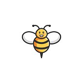 istock Vector Illustration Happy Bee Simple Mascot Style. 1203589444