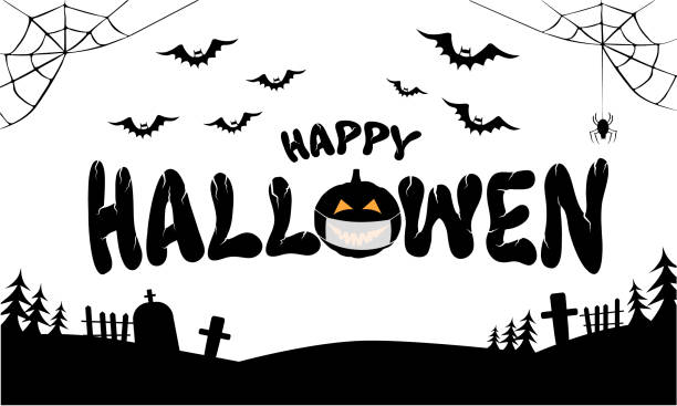 ilustrações de stock, clip art, desenhos animados e ícones de vector illustration - happy halloween. - covid cemiterio