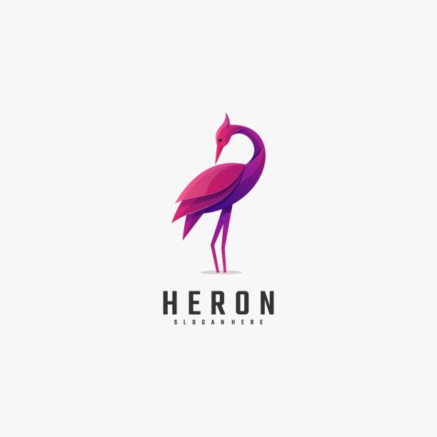 Vector Illustration Heron Gradient Colorful Style. Vector Illustration Heron Gradient Colorful Style. heron family stock illustrations