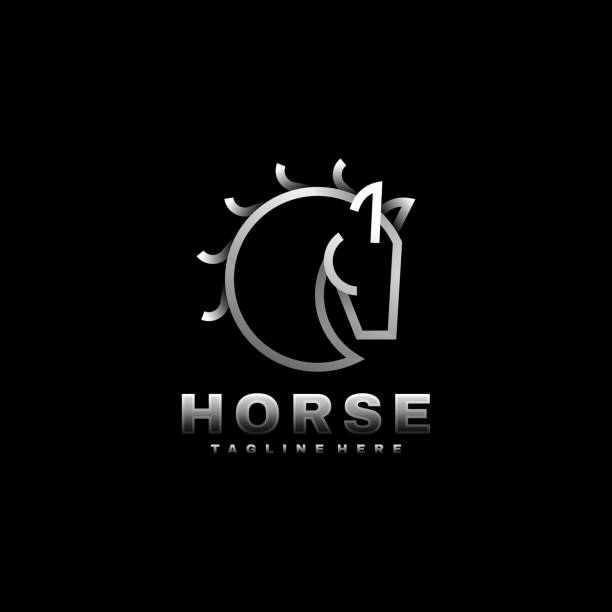 Vector Illustration Horse Line Art Style.  royalty free commercial use drawing stock illustrations