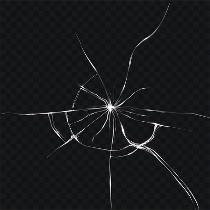 Vector illustration in realistic style of broken, cracked glass