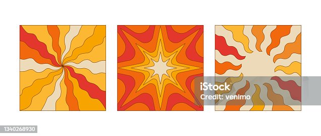 istock Vector illustration in simple linear style - design templates - hippie style - frames and prints with copy space for text 1340268930