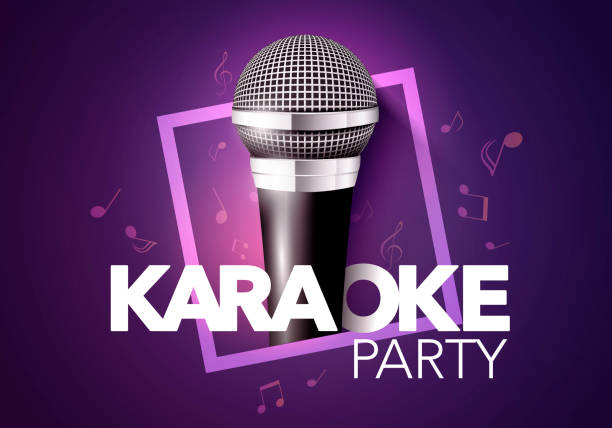 stockillustraties, clipart, cartoons en iconen met vector illustratie karaoke party banner - karaoke