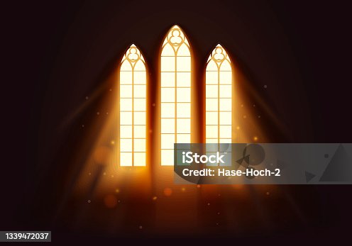 istock Vector Illustration Light Flows Into Church Window 1339472037