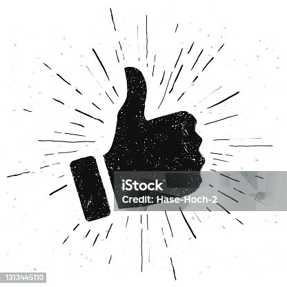 istock Vector Illustration Like Hand In Vintage Style. Hand Drawn Thumbs Up Icon. 1313445110