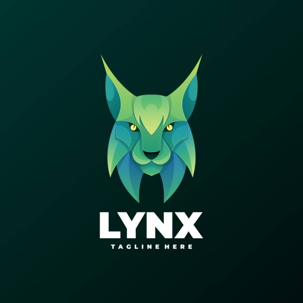 stockillustraties, clipart, cartoons en iconen met vector illustratie lynx gradient kleurrijke stijl. - lynx