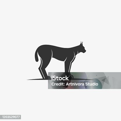 istock Vector Illustration Lynx Looks Ahead Black Color. 1203529077
