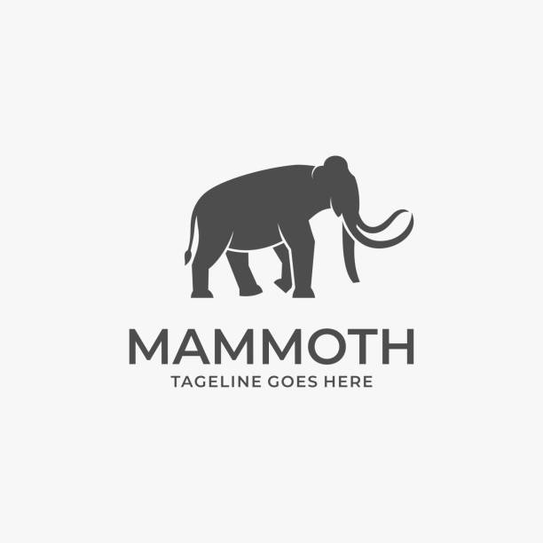 Vector Illustration Mammoth Walking Silhouette. Vector Illustration Mammoth Walking Silhouette. mastodon animal stock illustrations