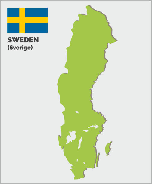 벡터 일러스트레이션, 스웨덴 국기와 지도 스웨덴. 부드러운 가장자리. - sweden stock illustrations