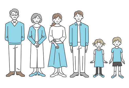 Vector Illustration Material for Three Generations / Simple / Senior / Couple