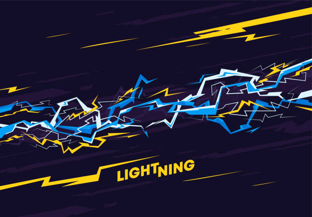 ilustraciones, imágenes clip art, dibujos animados e iconos de stock de ilustración vectorial de una imagen de fondo con relámpagos de energía - lightning
