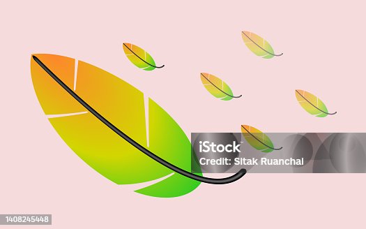 istock Vector illustration of a beautiful feather with a light pink background. 1408245448