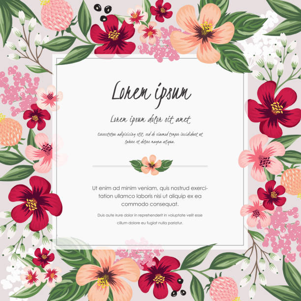 Vector illustration of a beautiful floral frame in spring. Design for banner, poster, card, invitation and scrapbook flower borders stock illustrations
