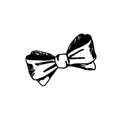 Vector illustration of a bow isolated on the white background. Hand drawn decorative element. Sketch.