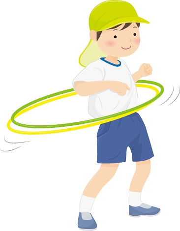 Vector illustration of a child with a hula hoop