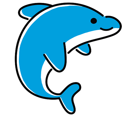 Vector illustration of a cute dolphin. Single item.
