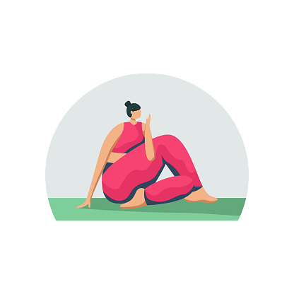 Vector illustration of a girl in a tracksuit in a yoga asana.