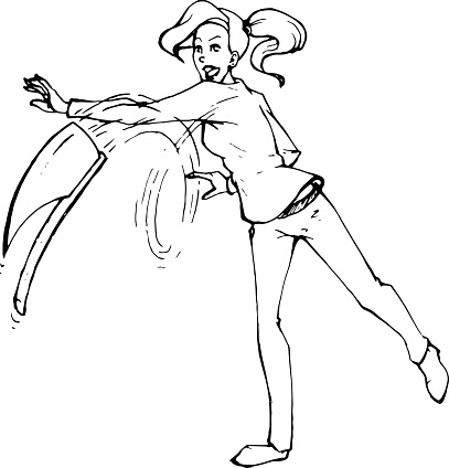 Vector Illustration of a Girl Throwing an Axe