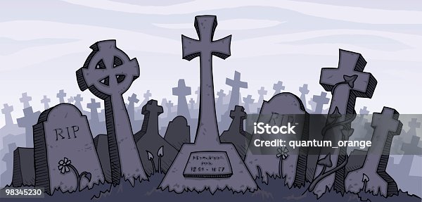 istock Vector illustration of a gray graveyard 98345230